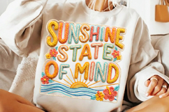 sunshine state design, retro summer png, summer t shirt png, beach vacation design, sunny day clipart, vintage summer art, coastal shirt design, sublimation png, summer apparel graphic, transparent png
