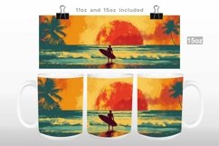 Retro Sunset Surf Mug Wrap PNG