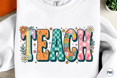 Retro Teacher Floral Teach School PNG Product Image 1
