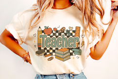 Retro Teacher PNG, Floral Teacher PNG, Teacher Life PNG Product Image 1