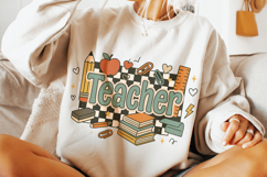 Retro Teacher PNG, Floral Teacher PNG, Teacher Life PNG Product Image 2