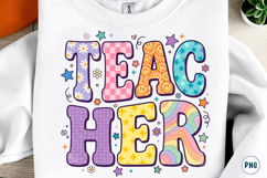 Retro Teacher Floral Teach School PNG Product Image 1