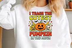 Retro Teacher Halloween Pumpkin PNG Product Image 2