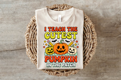 Retro Teacher Halloween Pumpkin PNG Product Image 3