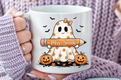 Retro Teacher Halloween Pumpkin PNG Product Image 5