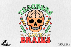 Retro Teacher Halloween Skull PNG Product Image 1