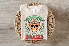 Retro Teacher Halloween Skull PNG Product Image 3