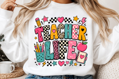 Retro Teacher Life Leopard Apple PNG Product Image 2