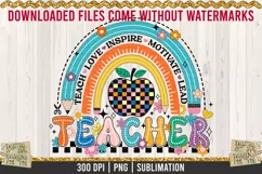 Retro Rainbow Teacher design that is available at 300dpi PNG to use for Sublimation, iron-on transfer, DTG Printing and normal printing.
