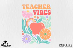 Retro Teacher PNG | Groovy Floral Teacher Sublimation Design Product Image 11