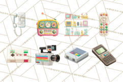 Retro Tech Clipart PNG Vintage Electronics Illustration Product Image 5