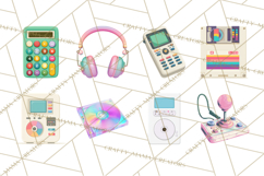Retro Tech Clipart PNG Vintage Electronics Illustration Product Image 2
