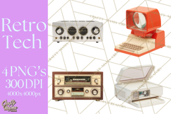 Retro Tech Clipart PNG Vintage Electronics Illustration Product Image 1