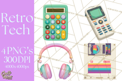 Retro Tech Clipart PNG Vintage Electronics Illustration Product Image 1