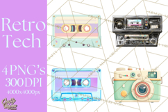 Retro Tech Clipart PNG Vintage Electronics Illustration Product Image 1