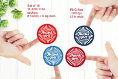 Retro Thank You Stickers PNG files Set of 16