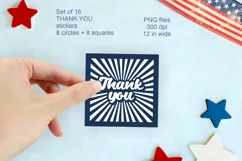Retro Thank You Stickers PNG files Set of 16