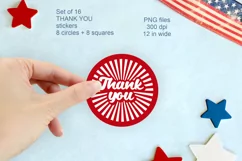 Retro Thank You Stickers PNG files Set of 16