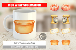 Mug Wrap Watercolor Retro Thanksgiving Prep Product Image 1