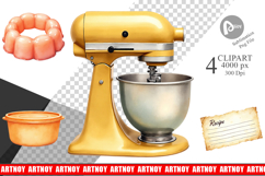 Clipart Watercolor Retro Thanksgiving Prep Product Image 1