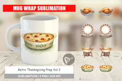 Mug Wrap Watercolor Retro Thanksgiving Prep Product Image 1