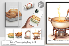 Digital Paper Watercolor Retro Thanksgiving Prep Product Image 1