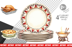 Clipart Watercolor Retro Thanksgiving Prep Product Image 1