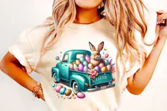 Easter Retro Truck PNG, Easter Bunny PNG, Happy Easter PNG Product Image 2