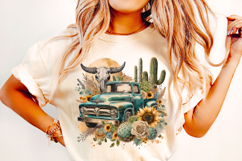 Retro Truck PNG, Country Western PNG, Cactus PNG, Bull Skull Product Image 2