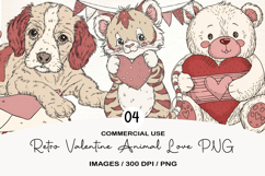 Retro Valentine Animal Love PNG Product Image 1