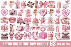 Retro Valentine Day Clipart Bundle PNG Product Image 1