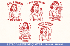 Retro Valentine Quotes SVG PNG Bundle | Vintage Love Woman Product Image 1