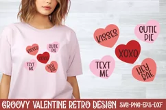 Kisses cutie pie xoxo text me hey bae SVG, Retro Valentine Product Image 1