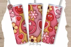 3D Inflated Retro Valentine Smiley Face Tumbler Wrap PNG Product Image 1