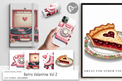 Retro Valentine Cafe Digital Paper Product Image 1