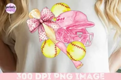 Softball Coquette png, Pink Bows Sports Sublimation Design Product Image 5