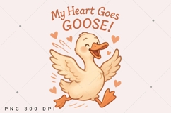 Retro Valentine's Day Goose PNG, My Heart Goes Goose PNG Product Image 1