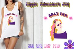 Hippie SVG. Retro Valentines Day Svg. Woman face and glasses