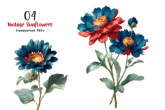 Retro Vintage Sunflowers Cliparts Product Image 1