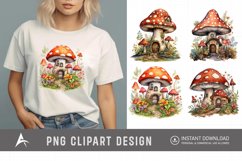 Retro Watercolor Mushroom House Clipart Product Image 1