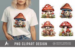 Retro Watercolor Mushroom House Clipart Product Image 1