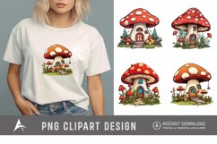 Retro Watercolor Mushroom House Clipart Product Image 1