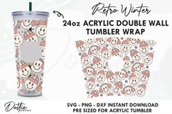 Retro Winter Faces Starbucks 24oz Acrylic Tumbler Cup Product Image 1