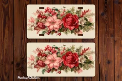 Christmas License Plate PNG | Retro Winter Florals Car Plate Product Image 2