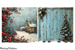 Christmas Digital Papers | Shabby Winter Background Pages Product Image 2
