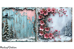 Christmas Digital Papers | Shabby Winter Background Pages Product Image 3