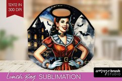 Witch Lunch Bag Sublimation - Retro Halloween Lunch Bug PNG Product Image 1