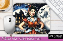 Retro Witch Mouse Pad - Halloween Mousepad Sublimation PNG Product Image 1