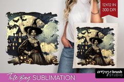 Witch Tote Bag Sublimation - Retro Halloween Tote Bag PNG Product Image 1
