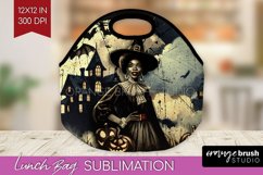 Witch Lunch Bag Sublimation - Retro Halloween Lunch Bug PNG Product Image 1
